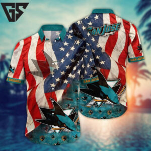 San Jose Sharks American Pride Hawaiian Shirt San Jose Sharks American Pride Hawaiian Shirt