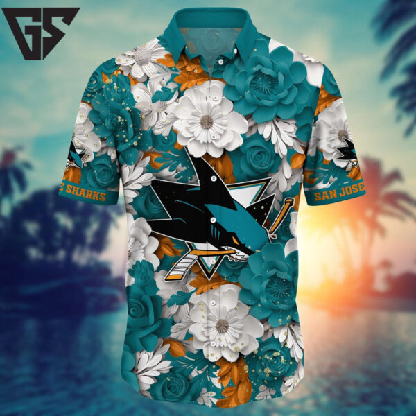 San Jose Sharks Floral Fusion Hawaiian Shirt
