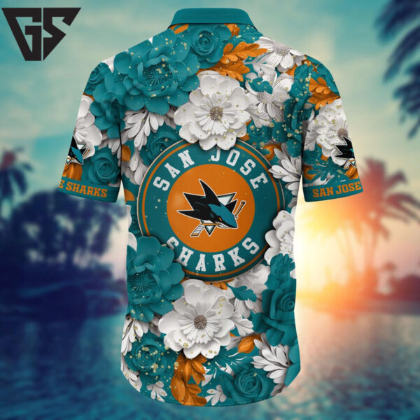 San Jose Sharks Floral Fusion Hawaiian Shirt