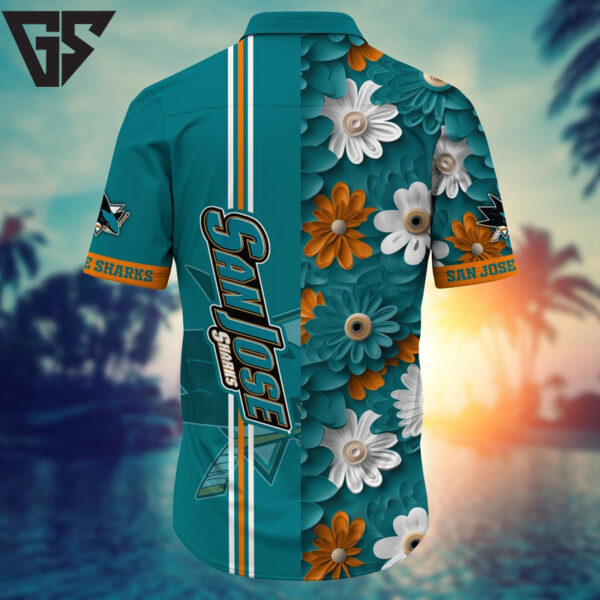San Jose Sharks Floral Stripes Hawaiian Shirt
