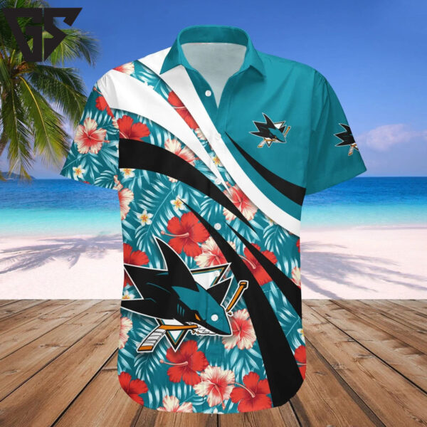 San Jose Sharks Floral Wave Hawaiian Shirt