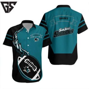 San Jose Sharks Football Fusion Hawaiian Shirt San Jose Sharks Football Fusion Hawaiian Shirt