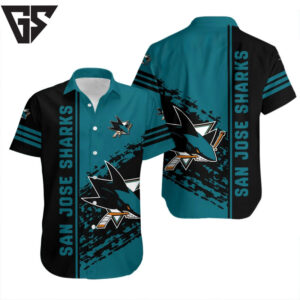 San Jose Sharks Stripes & Splash Hawaiian Shirt San Jose Sharks Stripes & Splash Hawaiian Shirt