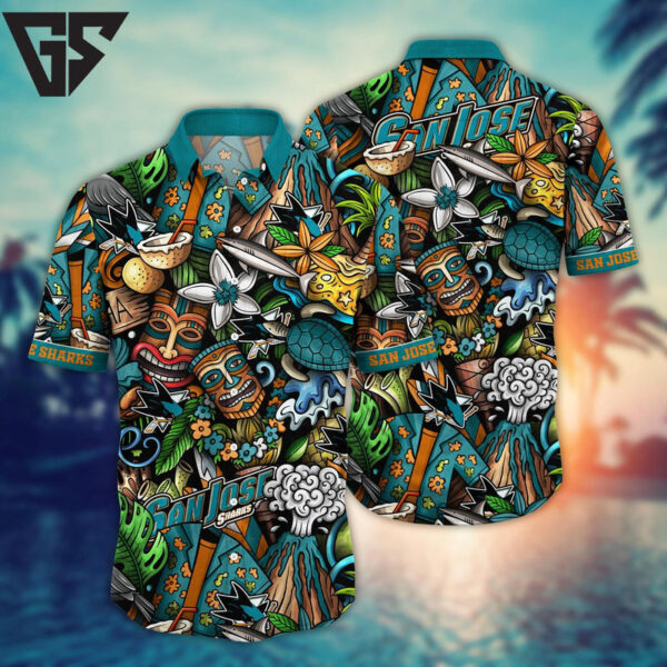 San Jose Sharks Tiki Vibes Hawaiian Shirt