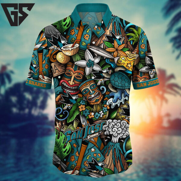 San Jose Sharks Tiki Vibes Hawaiian Shirt