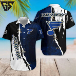 St. Louis Blues Bold Stitch Hawaiian Shirt St. Louis Blues Bold Stitch Hawaiian Shirt