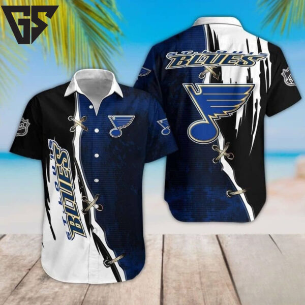 St. Louis Blues Bold Stitch Hawaiian Shirt