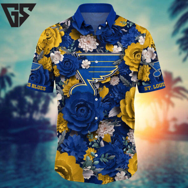 St. Louis Blues Golden Bloom Hawaiian Shirt