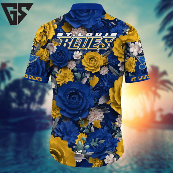 St. Louis Blues Golden Bloom Hawaiian Shirt