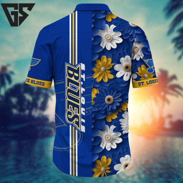 St. Louis Blues Striped Bloom Hawaiian Shirt