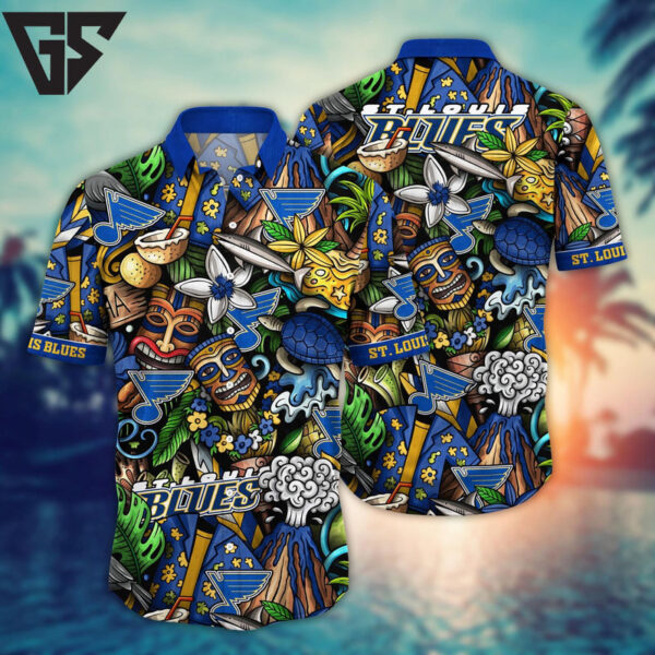 St. Louis Blues Tiki Paradise Hawaiian Shirt