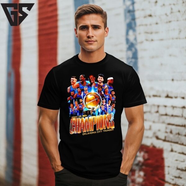 Okc Thunder 2025 Nba Finals Champions Team Collage T-Shirt