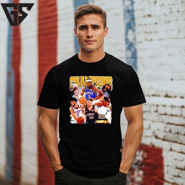 Okc Thunder Champions 2025 Team Collage T-Shirt