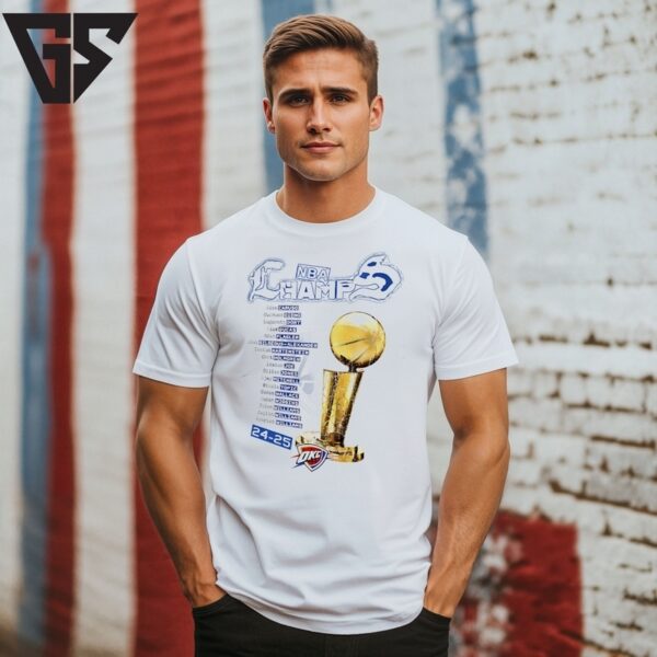 Oklahoma City Thunder 2025 Nba Finals Champions Player Name T-Shirt