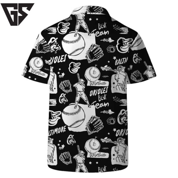 Baltimore Orioles Black & White Baseball Vibes Hawaiian Shirt