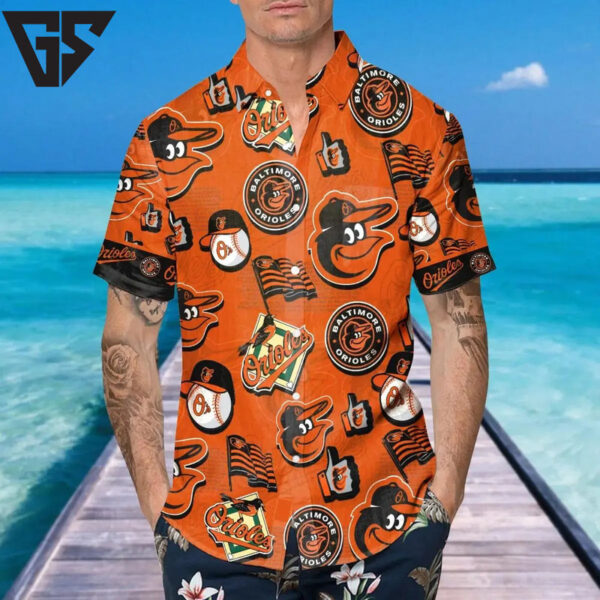 Baltimore Orioles Bold Icons Hawaiian Shirt