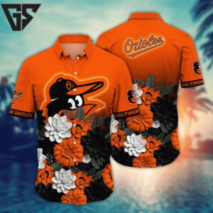 Baltimore Orioles Neon Floral Burst Hawaiian Shirt Baltimore Orioles Neon Floral Burst Hawaiian Shirt