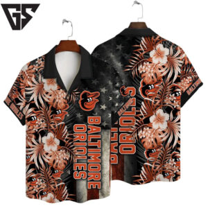 Baltimore Orioles Patriotic Flora Hawaiian Shirt Baltimore Orioles Patriotic Flora Hawaiian Shirt