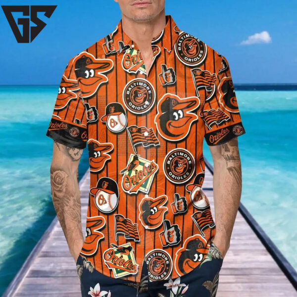 Baltimore Orioles Pinstripe Icons Hawaiian Shirt