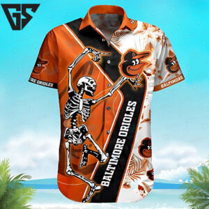 Baltimore Orioles Skeleton Swing Hawaiian Shirt Baltimore Orioles Skeleton Swing Hawaiian Shirt