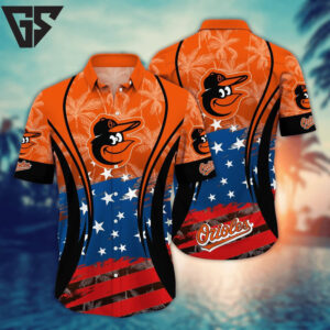 Baltimore Orioles Star Spangled Tropical Hawaiian Shirt Baltimore Orioles Star Spangled Tropical Hawaiian Shirt