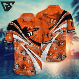 Baltimore Orioles Sunset Striker Hawaiian Shirt Baltimore Orioles Sunset Striker Hawaiian Shirt
