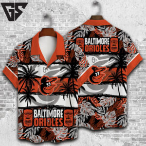 Baltimore Orioles Tiki Palms Hawaiian Shirt Baltimore Orioles Tiki Palms Hawaiian Shirt