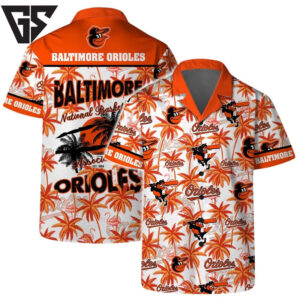 Baltimore Orioles Tropical Palms Hawaiian Shirt Baltimore Orioles Tropical Palms Hawaiian Shirt