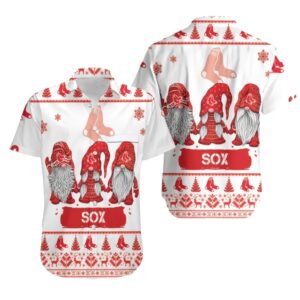 Boston Red Sox Christmas Gnomes Festive Hawaiian Shirt Boston Red Sox Christmas Gnomes Festive Hawaiian Shirt