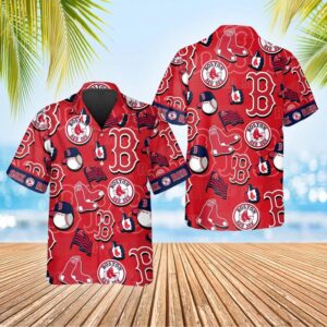 Boston Red Sox Classic Logo Collage Hawaiian Shirt Boston Red Sox Classic Logo Collage Hawaiian Shirt