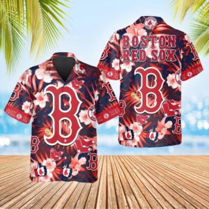 Boston Red Sox Floral Logo Hawaiian Shirt Boston Red Sox Floral Logo Hawaiian Shirt