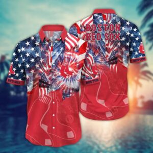 Boston Red Sox Patriotic Fireworks Celebration Hawaiian Shirt Boston Red Sox Patriotic Fireworks Celebration Hawaiian Shirt