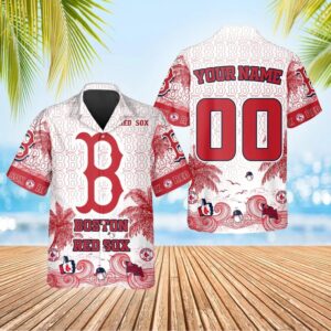 Boston Red Sox Retro Waves Hawaiian Shirt Boston Red Sox Retro Waves Hawaiian Shirt