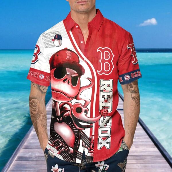 Boston Red Sox Skeleton Style Hawaiian Shirt