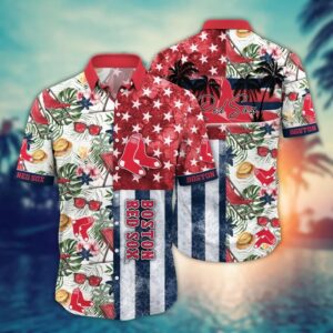 Boston Red Sox Summer Patchwork Tropical Hawaiian Shirt Boston Red Sox Summer Patchwork Tropical Hawaiian Shirt