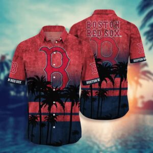Boston Red Sox Tropical Palm Paradise Hawaiian Shirt Boston Red Sox Tropical Palm Paradise Hawaiian Shirt