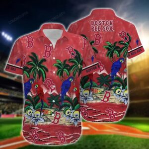 Boston Red Sox Tropical Parrot Paradise Hawaiian Shirt Boston Red Sox Tropical Parrot Paradise Hawaiian Shirt
