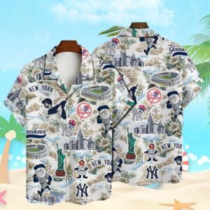 New York Yankees Big Apple Adventure Hawaiian Shirt New York Yankees Big Apple Adventure Hawaiian Shirt