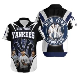 New York Yankees Champions Collage Hawaiian Shirt New York Yankees Champions Collage Hawaiian Shirt
