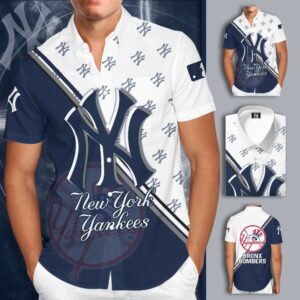 New York Yankees Diagonal Stripes Hawaiian Shirt New York Yankees Diagonal Stripes Hawaiian Shirt