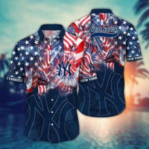 New York Yankees Fireworks Freedom Hawaiian Shirt New York Yankees Fireworks Freedom Hawaiian Shirt