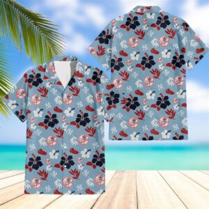 New York Yankees Floral Icons Hawaiian Shirt New York Yankees Floral Icons Hawaiian Shirt
