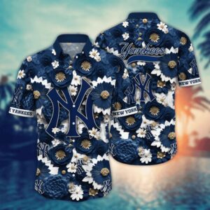 New York Yankees Floral Luxe Hawaiian Shirt New York Yankees Floral Luxe Hawaiian Shirt