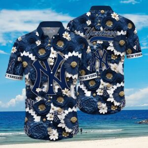 New York Yankees Floral Paradise Hawaiian Shirt New York Yankees Floral Paradise Hawaiian Shirt