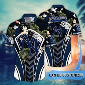 New York Yankees Floral Victory Hawaiian Shirt New York Yankees Floral Victory Hawaiian Shirt