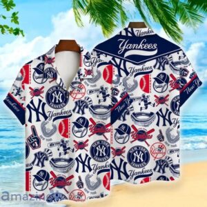 New York Yankees Icon Collage Hawaiian Shirt New York Yankees Icon Collage Hawaiian Shirt