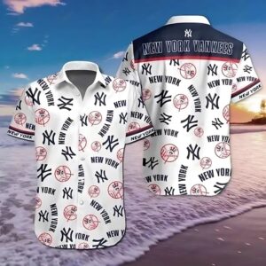 New York Yankees Iconic Emblems Hawaiian Shirt New York Yankees Iconic Emblems Hawaiian Shirt