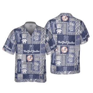 New York Yankees Island Patchwork Hawaiian Shirt New York Yankees Island Patchwork Hawaiian Shirt