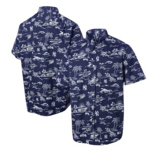 New York Yankees Island Vibes Navy Hawaiian Shirt New York Yankees Island Vibes Navy Hawaiian Shirt