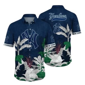 New York Yankees Jungle Foliage Hawaiian Shirt New York Yankees Jungle Foliage Hawaiian Shirt